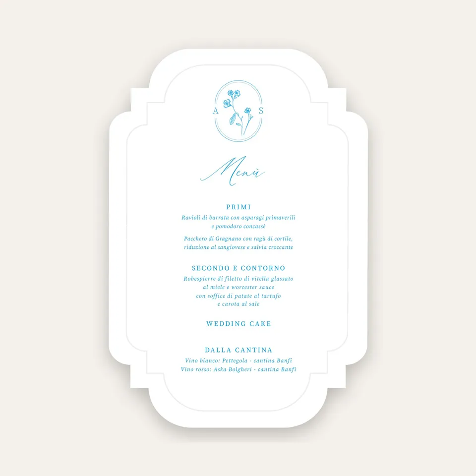 Menu Premium sagomato 16×23 Stile Prime rose