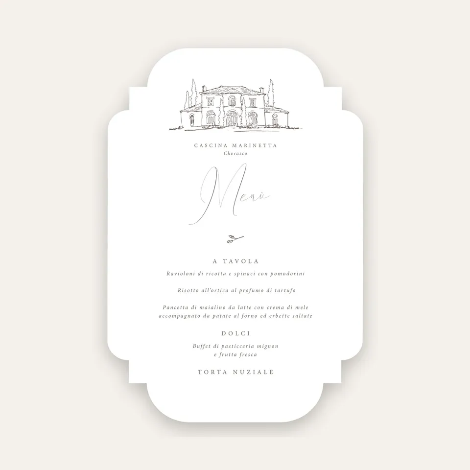 Menu Premium sagomato 16×23 Stile Venue