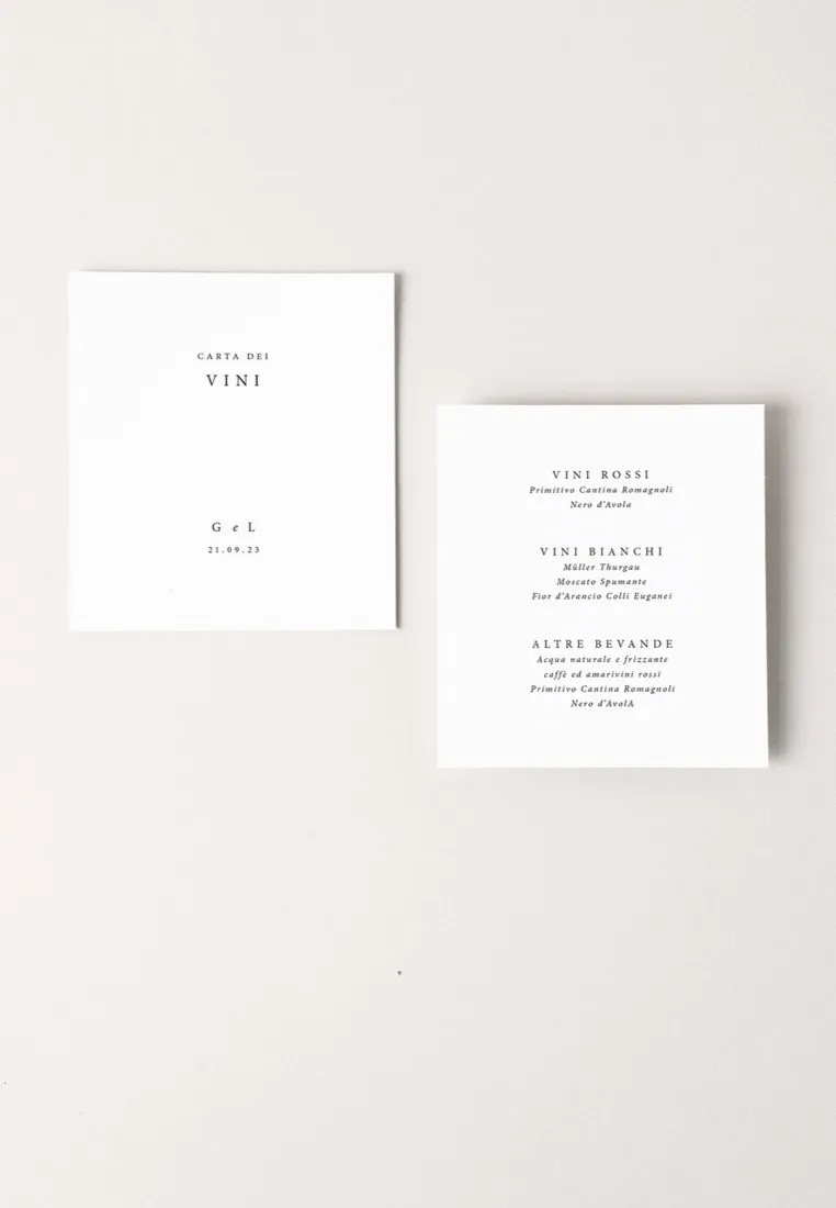Menu Carta dei Vini