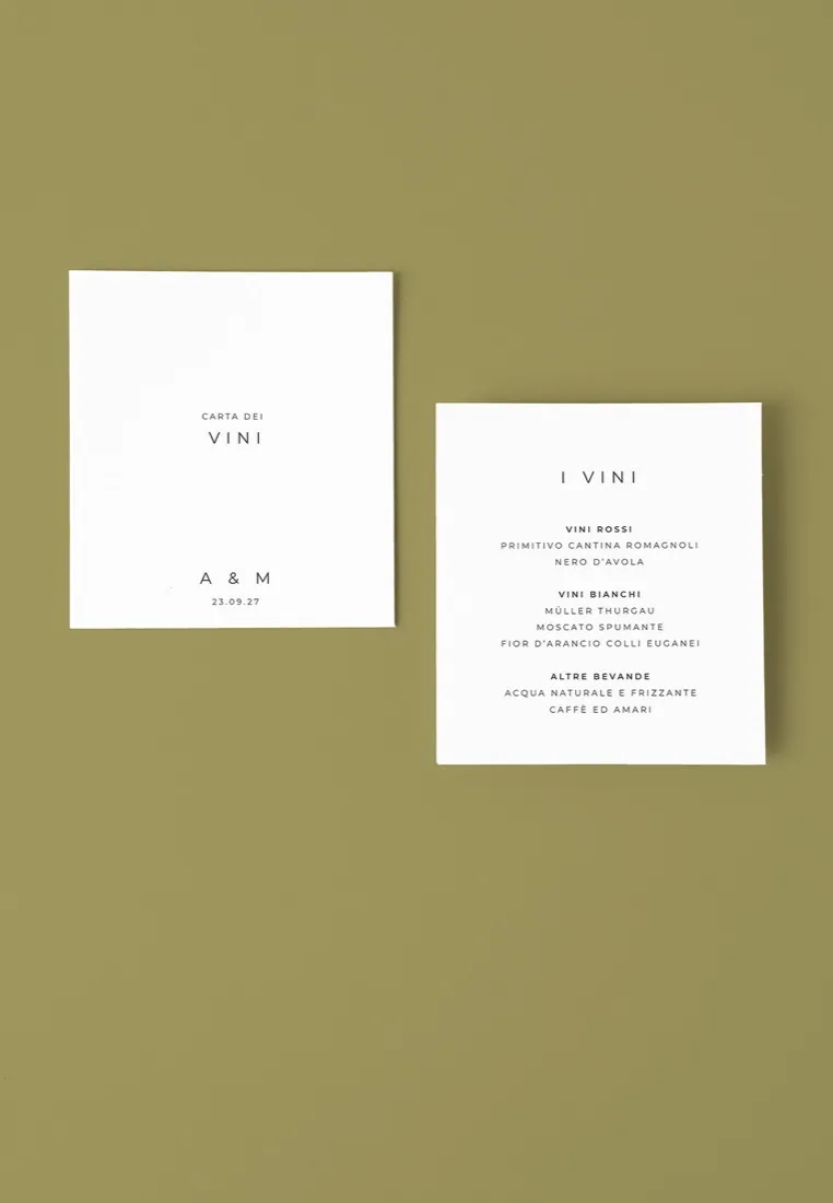 Menu Carta dei Vini