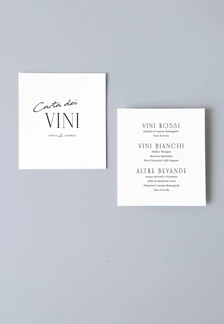 Menu Carta dei Vini Stile Times new romance