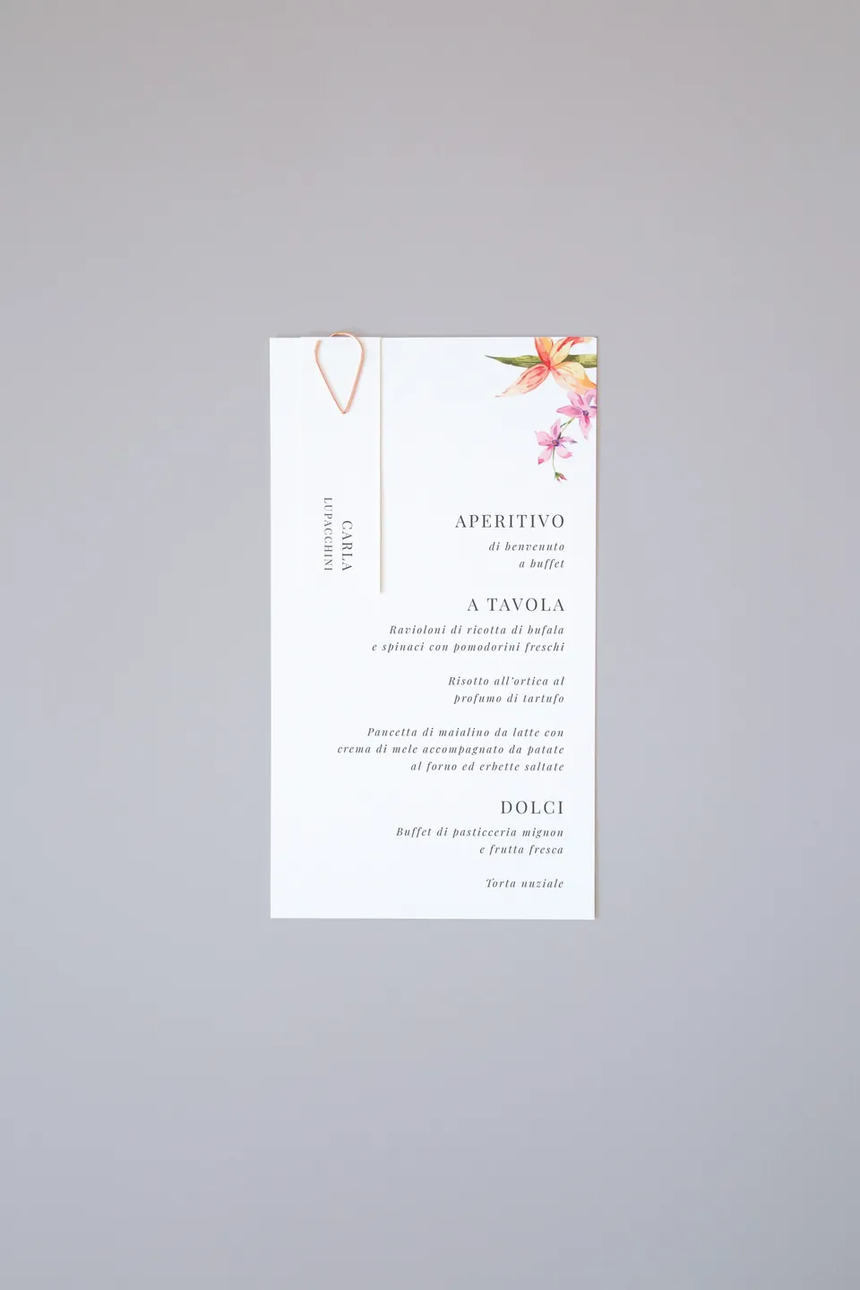 Menu con segnaposto