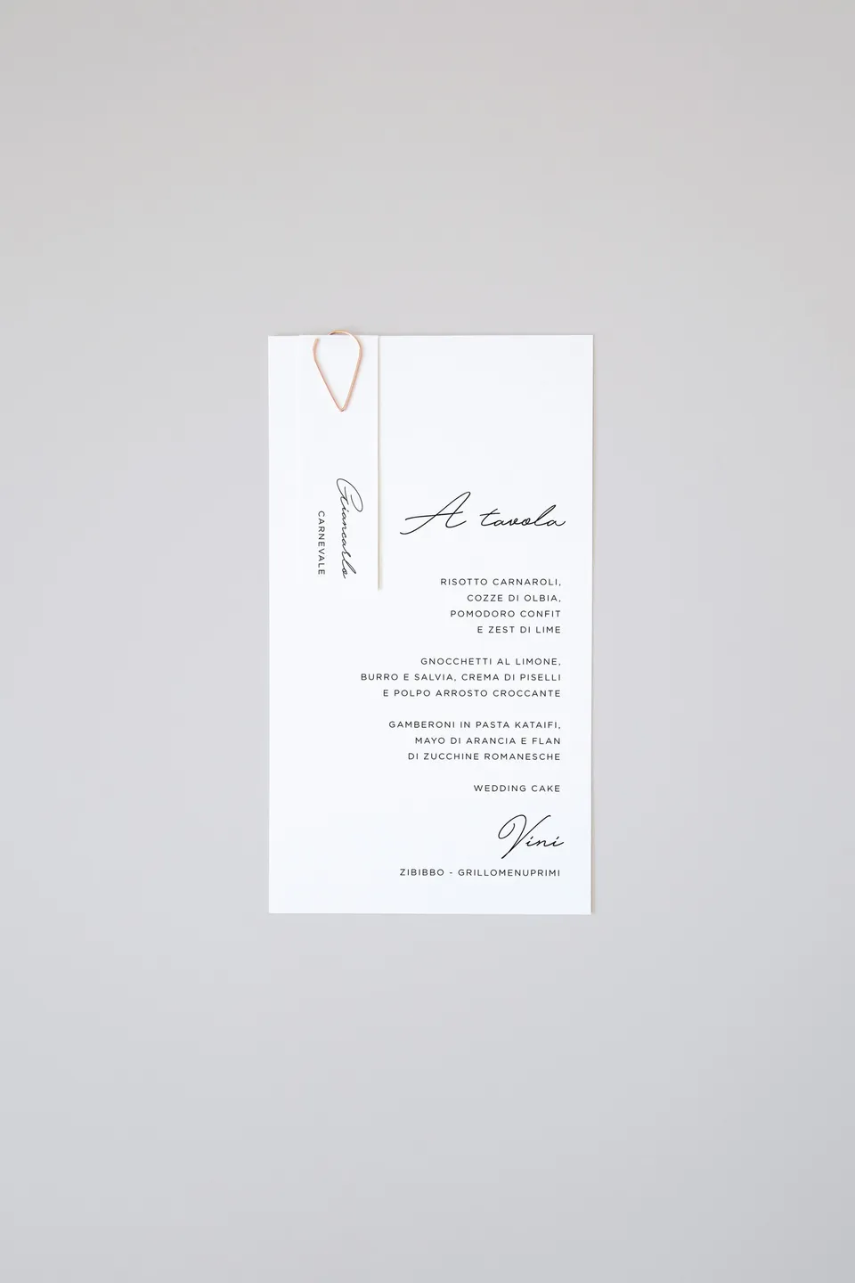 Menu con segnaposto