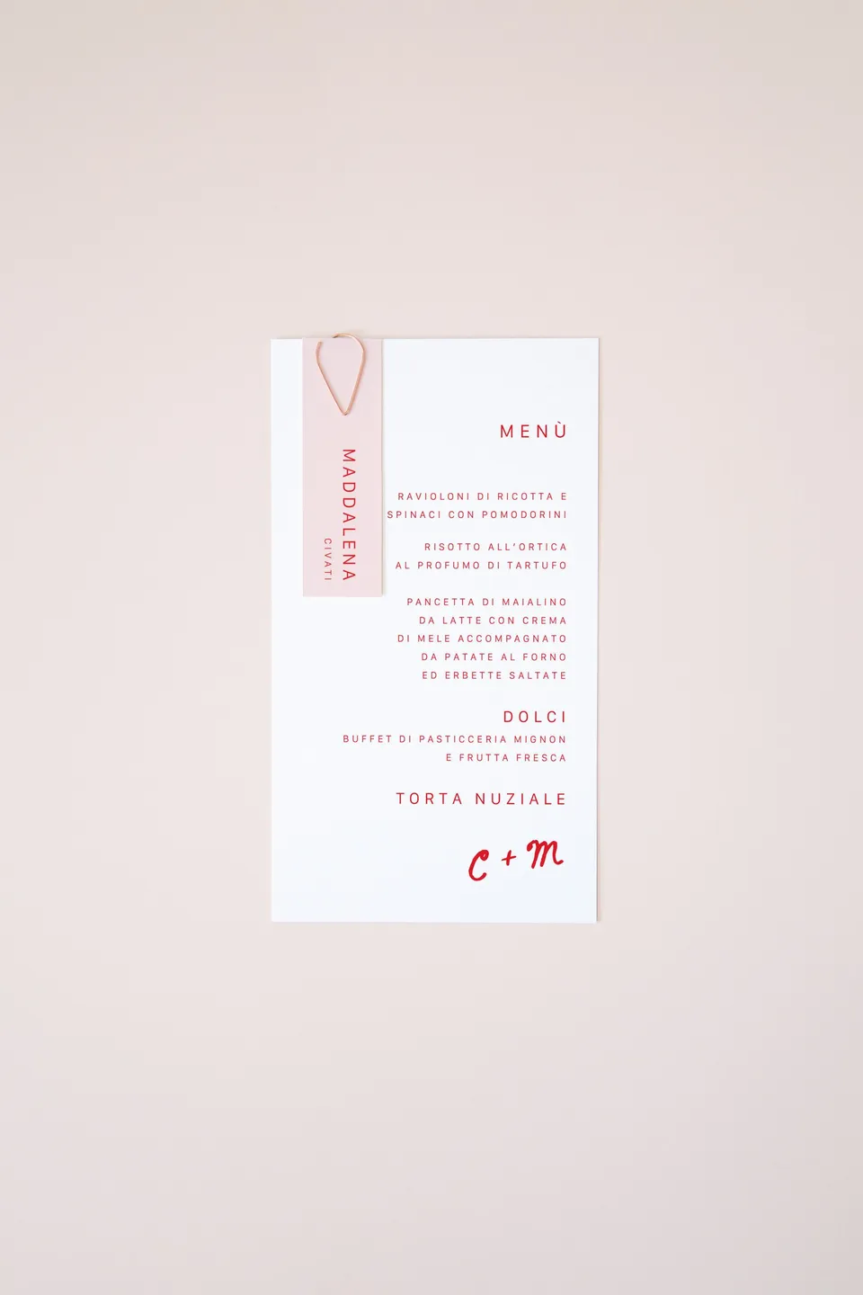 Menu con segnaposto