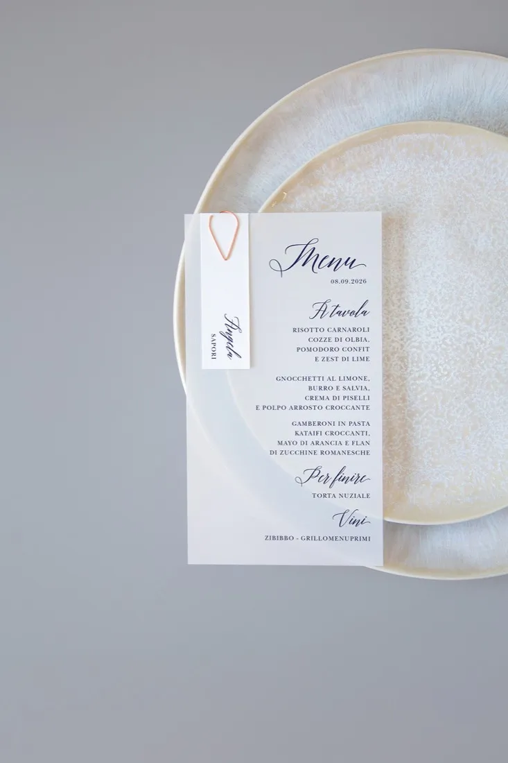 Menu con segnaposto Vellum