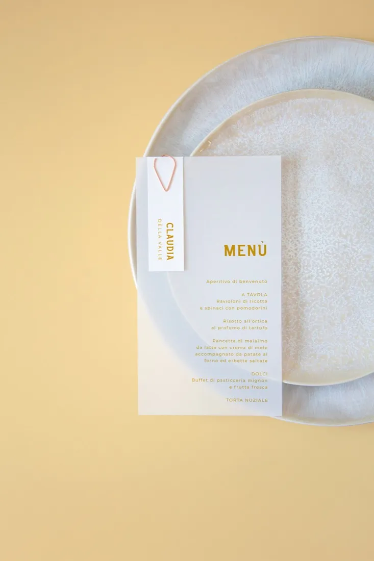 Menu con segnaposto Vellum