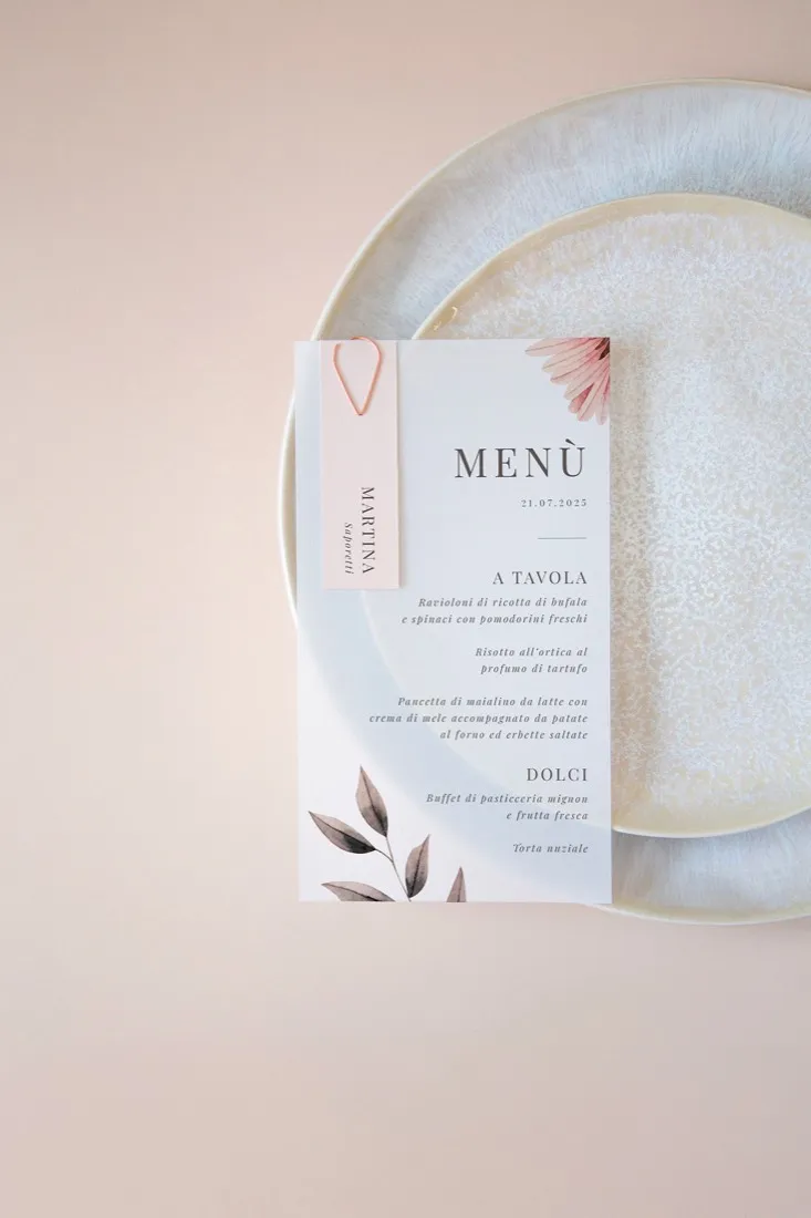 Menu con segnaposto Vellum