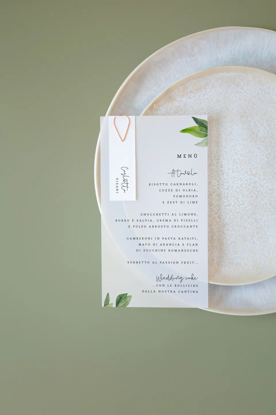 Menu con segnaposto Vellum