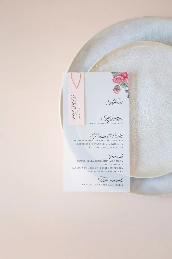 Menu con segnaposto Vellum