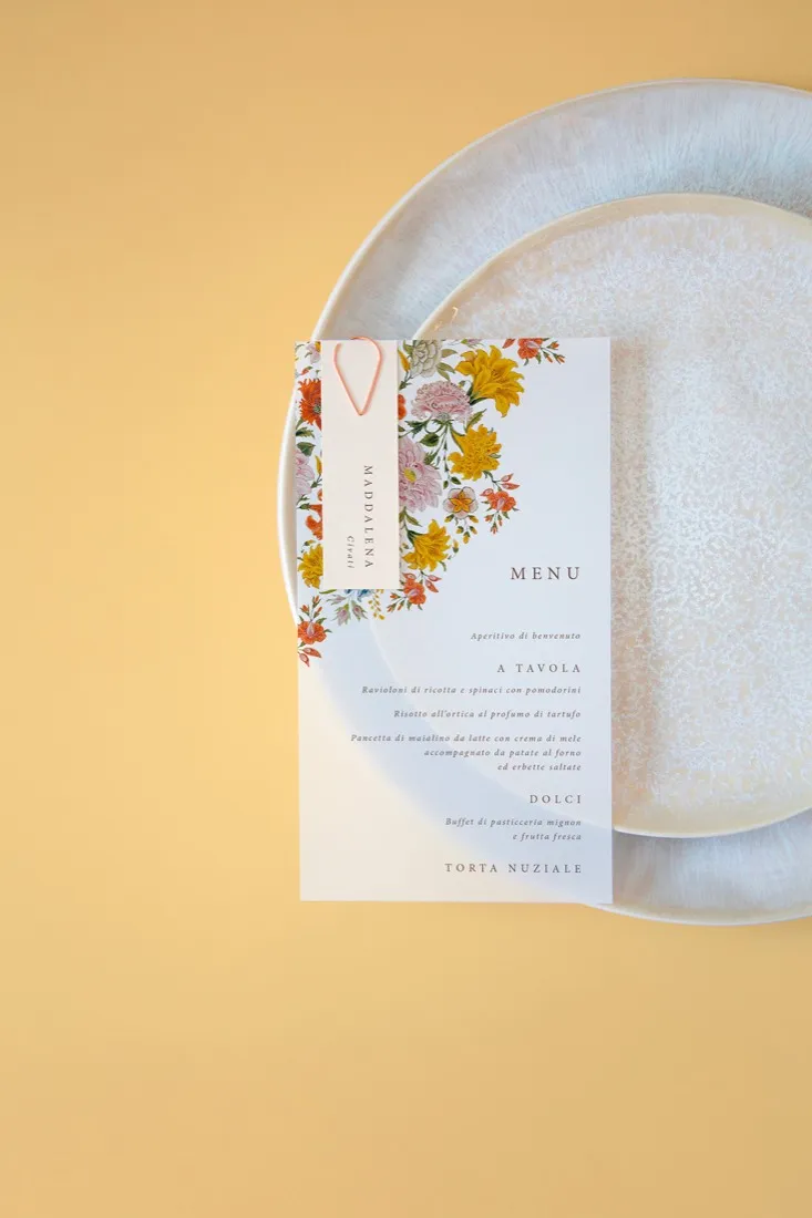 Menu con segnaposto Vellum