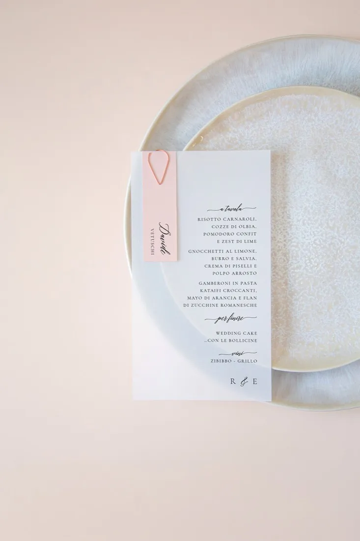 Menu con segnaposto Vellum
