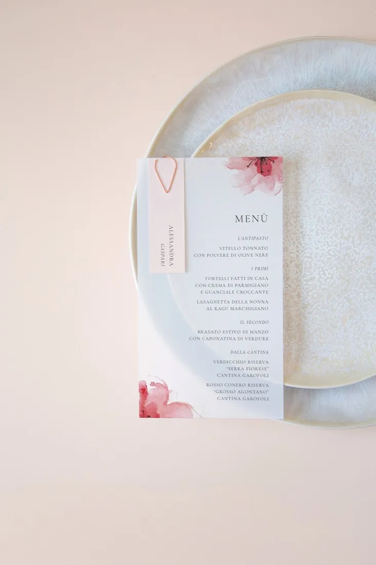Menu con segnaposto Vellum