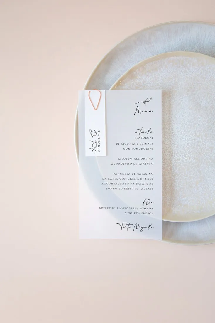 Menu con segnaposto Vellum