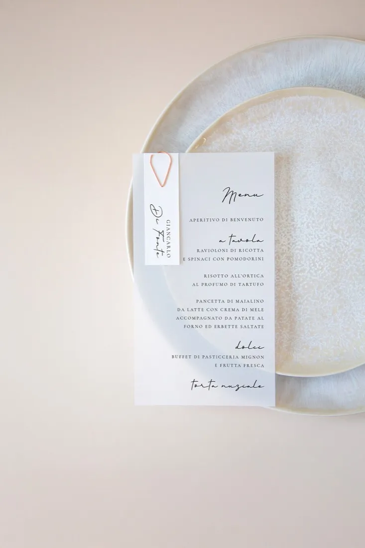 Menu con segnaposto Vellum