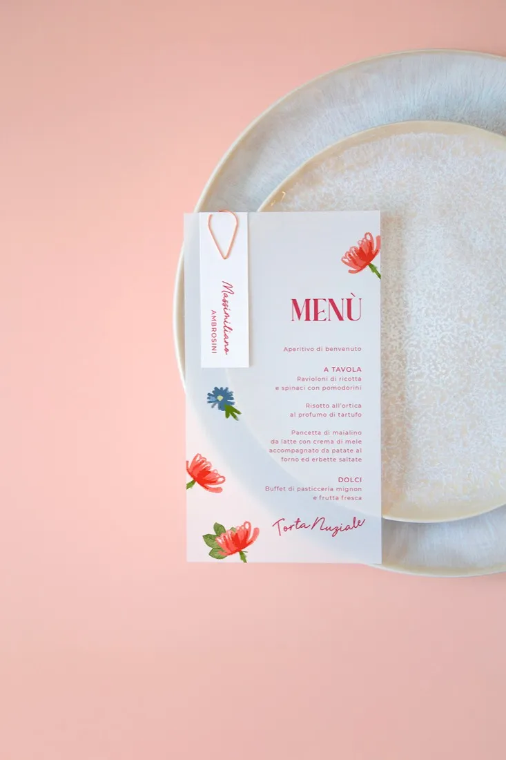Menu con segnaposto Vellum