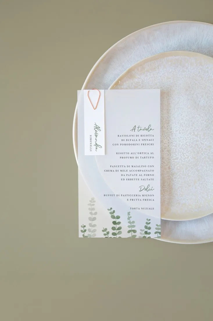Menu con segnaposto Vellum
