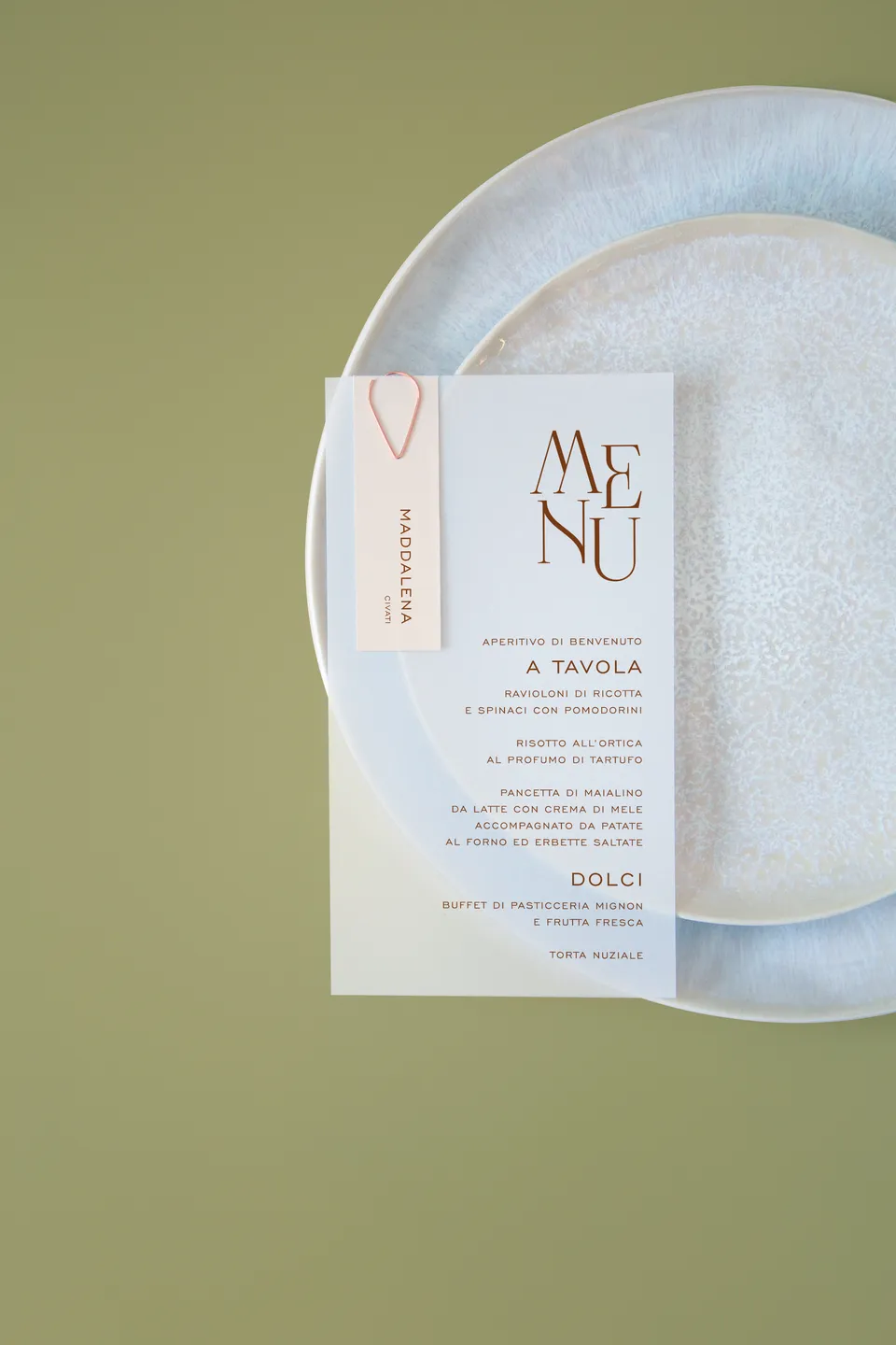 Menu con segnaposto Vellum