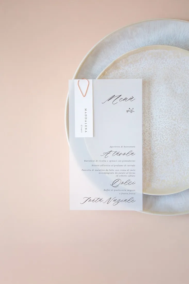 Menu con segnaposto Vellum