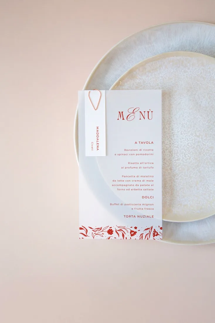 Menu con segnaposto Vellum