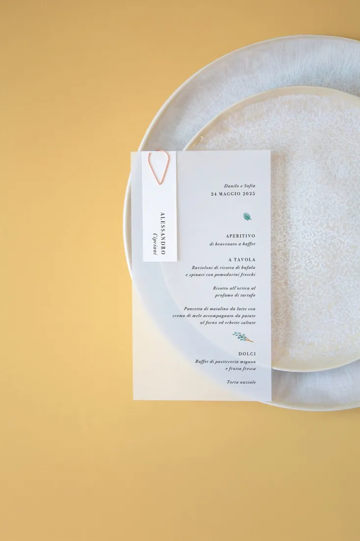 Menu con segnaposto Vellum