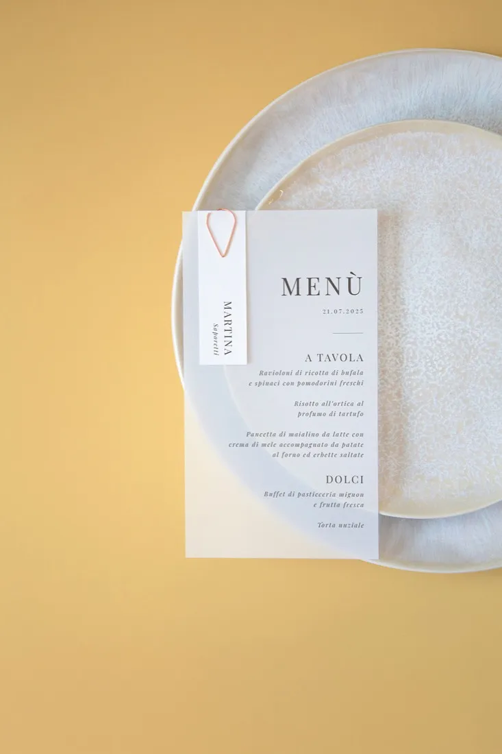 Menu con segnaposto Vellum
