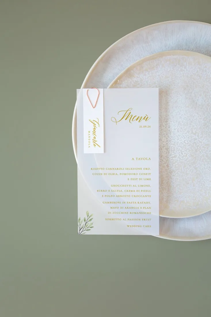 Menu con segnaposto Vellum
