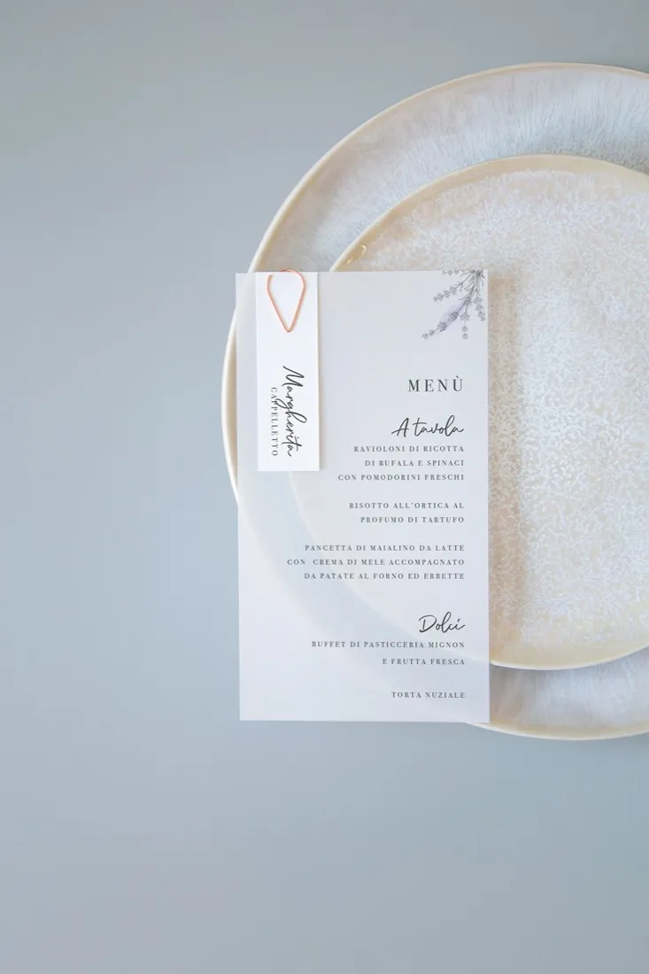 Menu con segnaposto Vellum