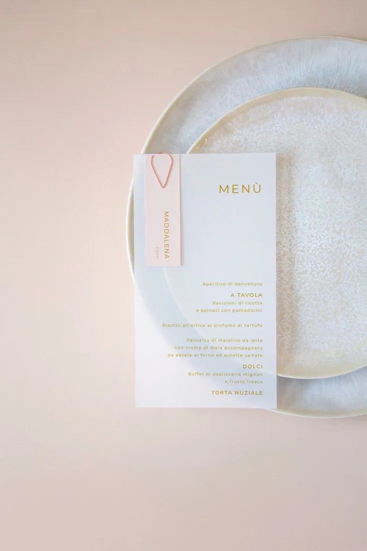 Menu con segnaposto Vellum