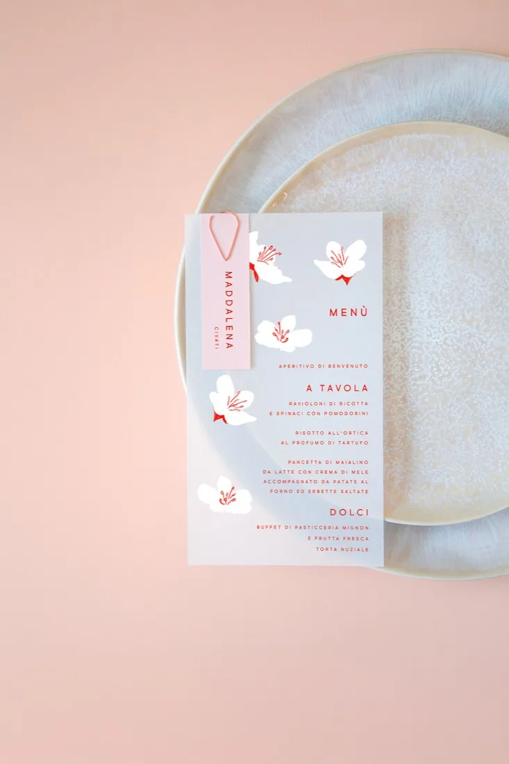 Menu con segnaposto Vellum