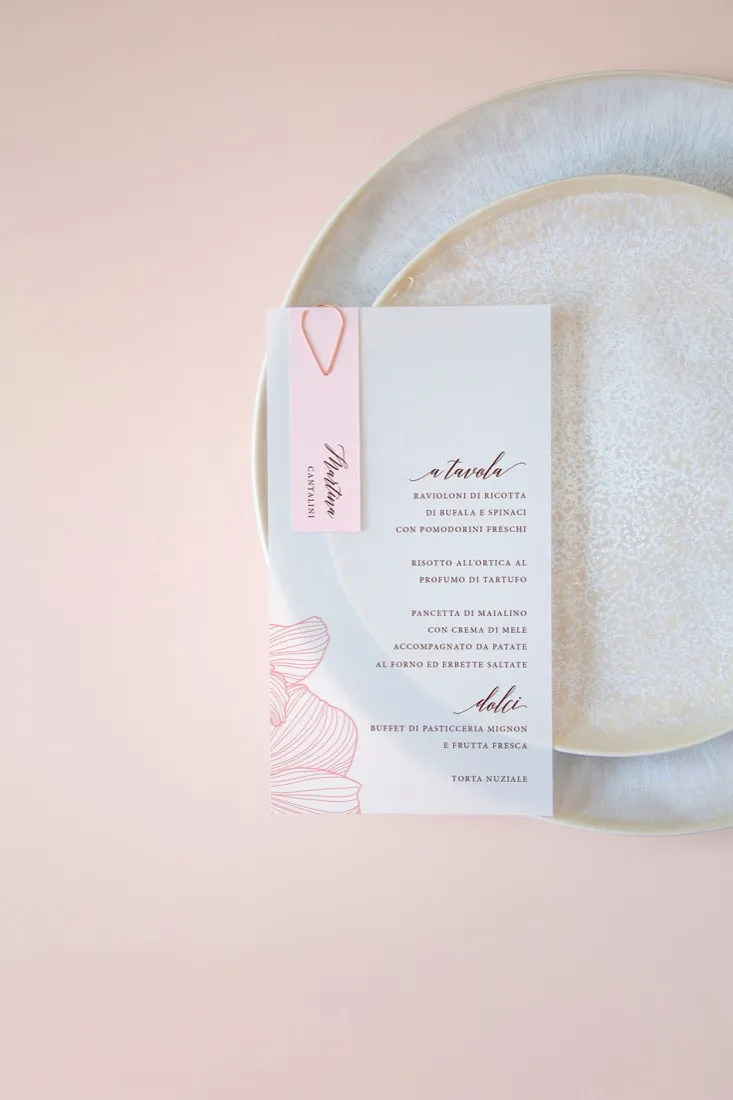 Menu con segnaposto Vellum