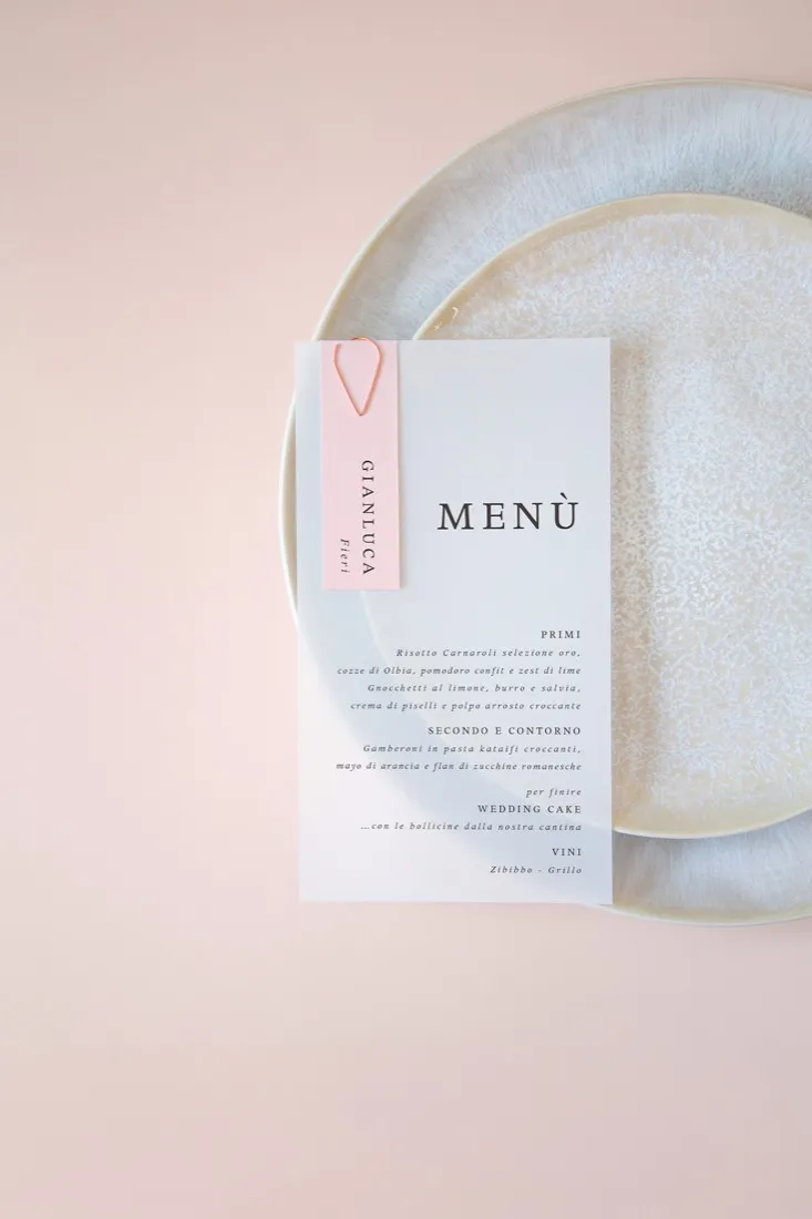 Menu con segnaposto Vellum