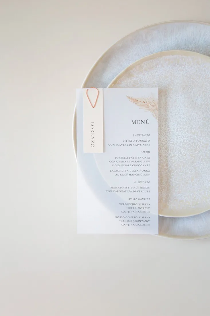 Menu con segnaposto Vellum