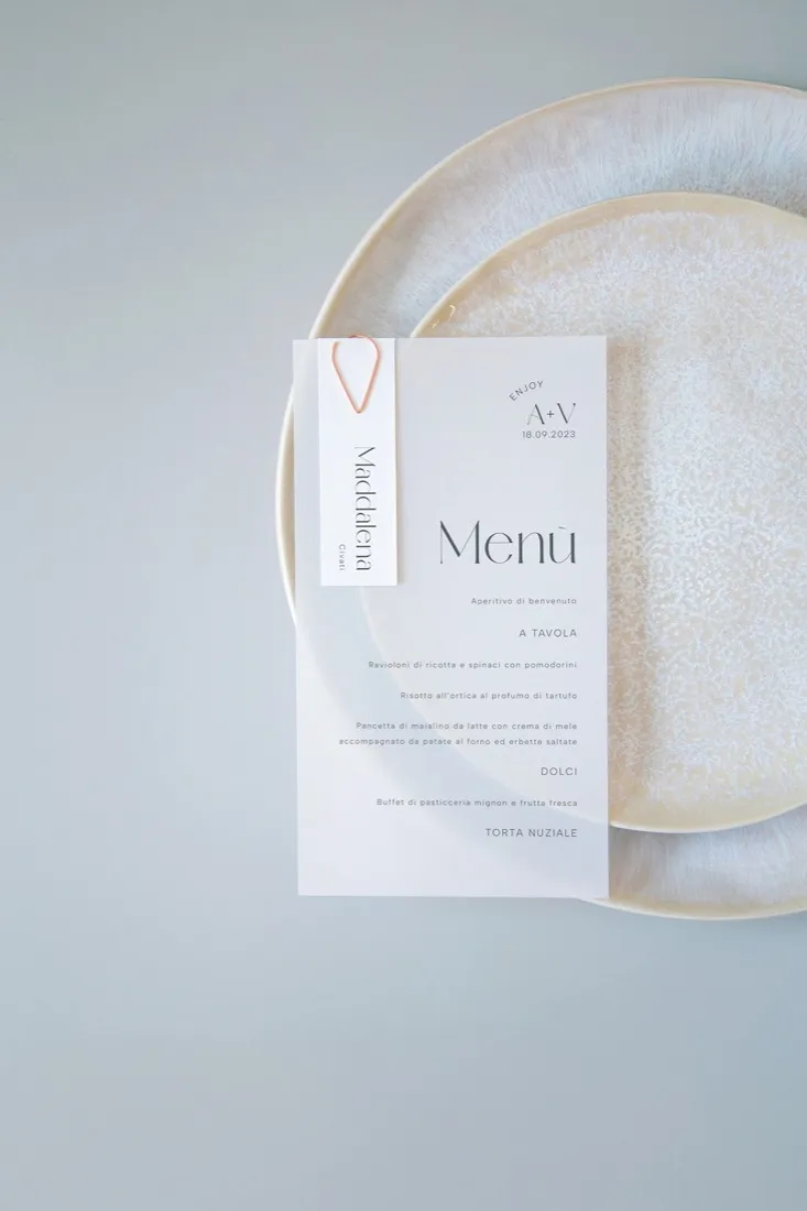 Menu con segnaposto Vellum