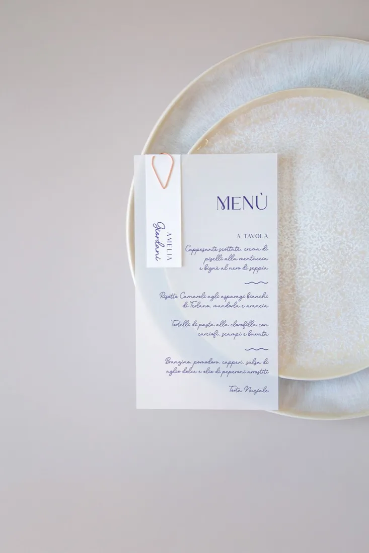 Menu con segnaposto Vellum