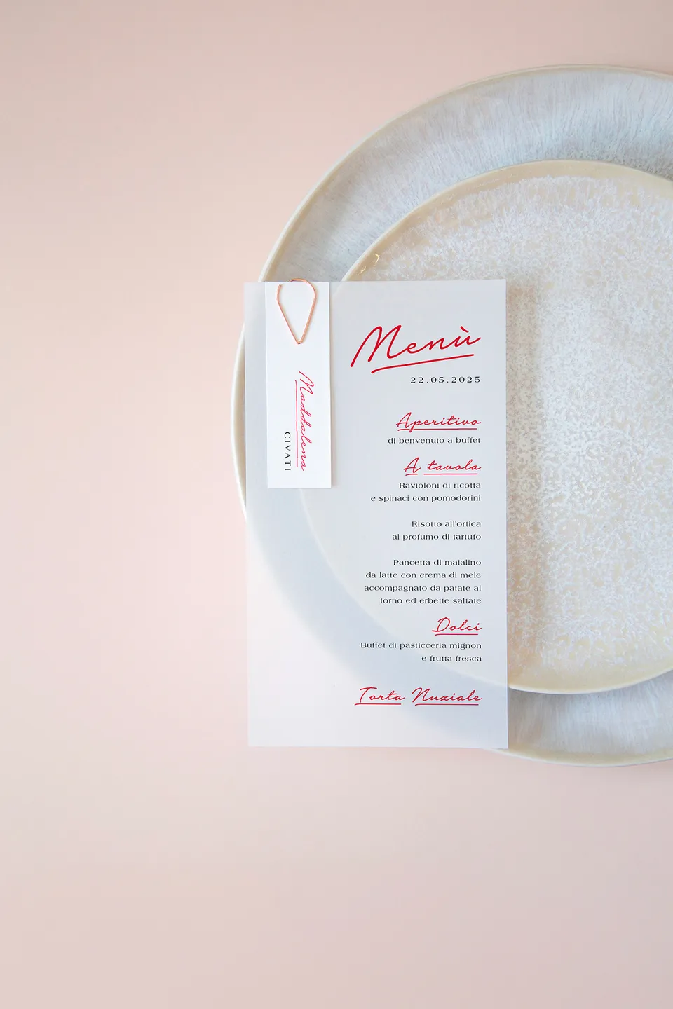 Menu con segnaposto Vellum