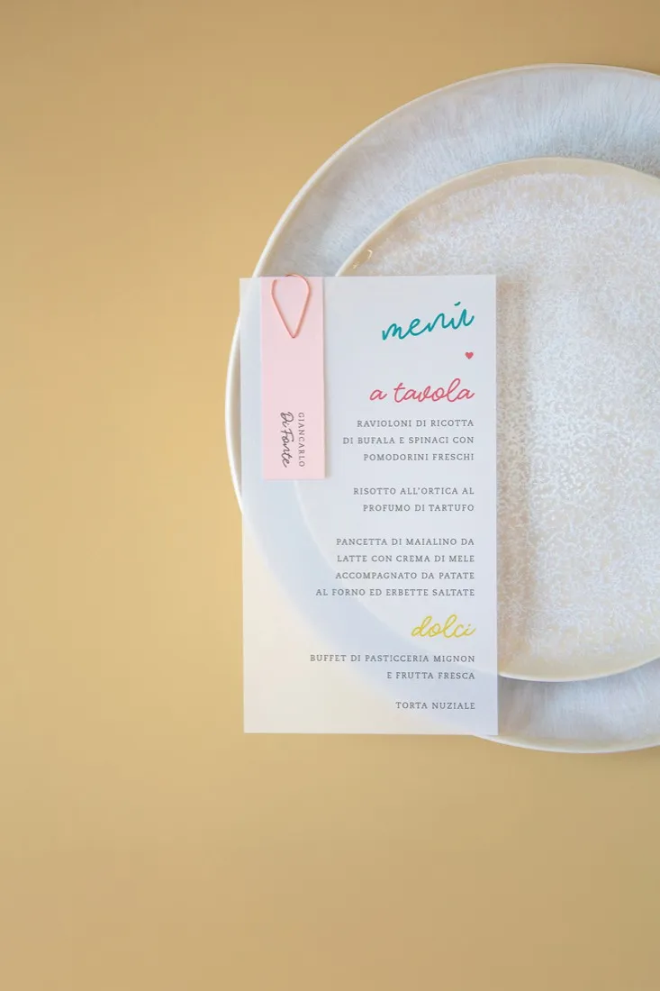 Menu con segnaposto Vellum