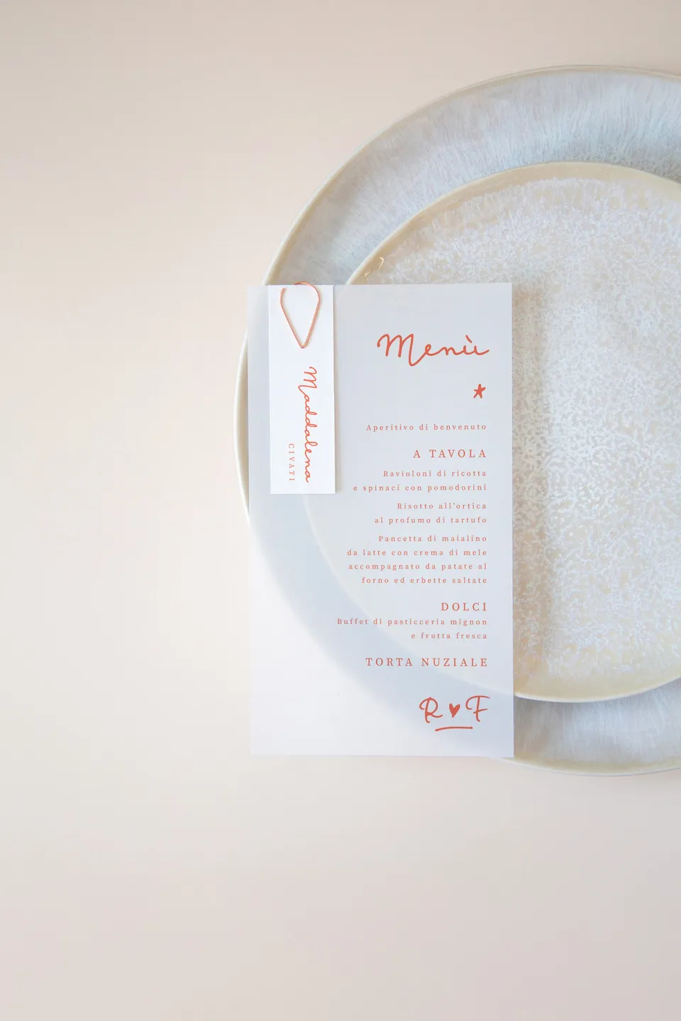 Menu con segnaposto Vellum