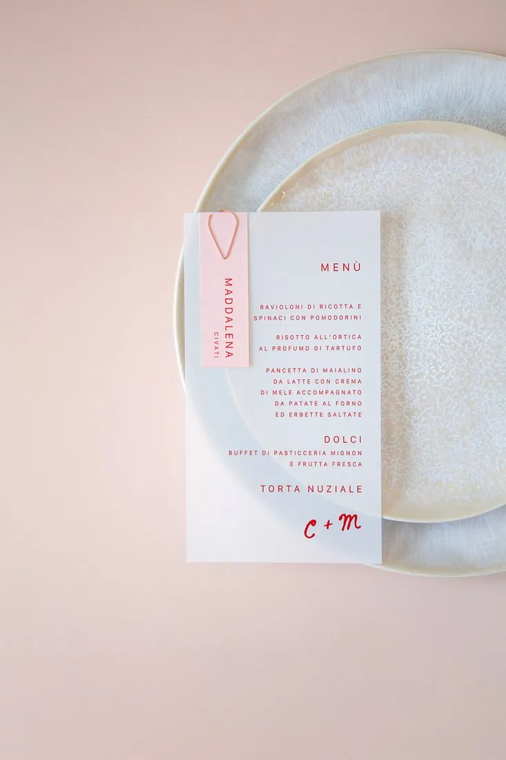 Menu con segnaposto Vellum