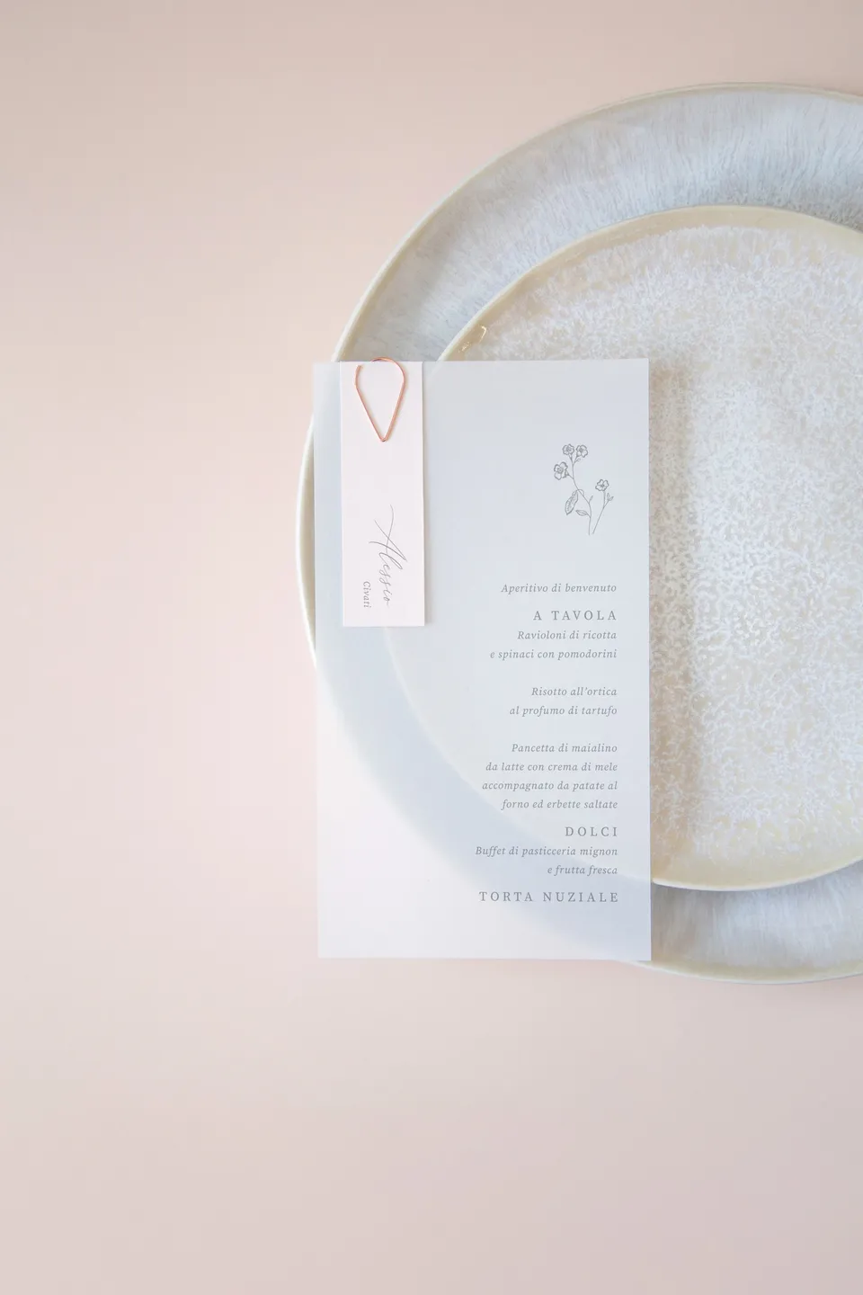 Menu con segnaposto Vellum
