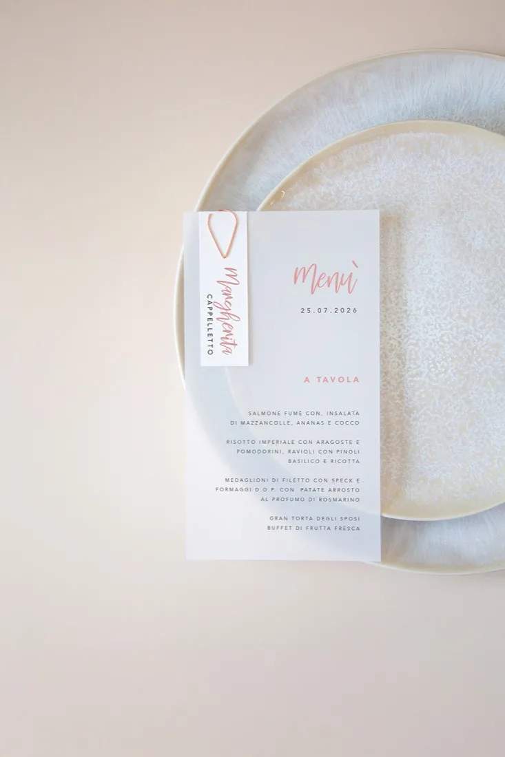 Menu con segnaposto Vellum