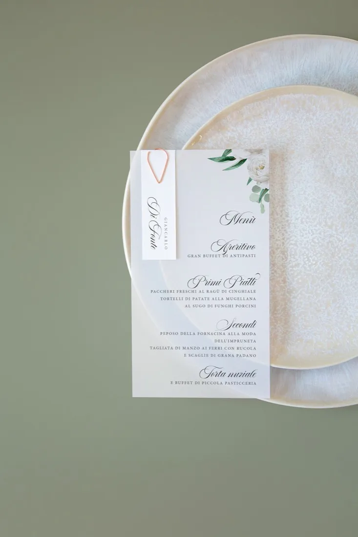 Menu con segnaposto Vellum