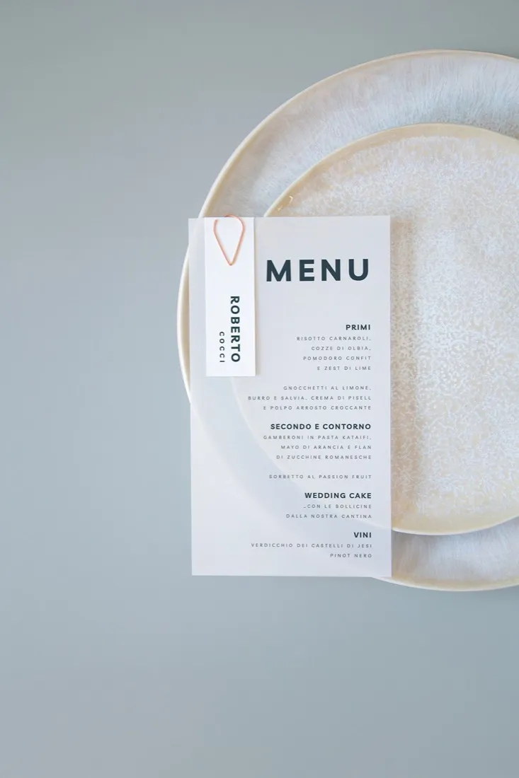Menu con segnaposto Vellum