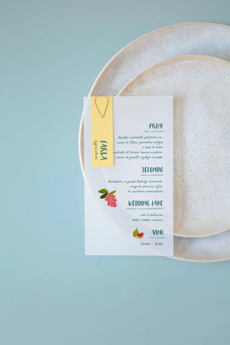 Menu con segnaposto Vellum