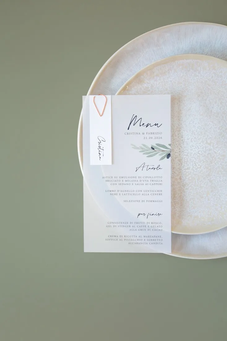 Menu con segnaposto Vellum