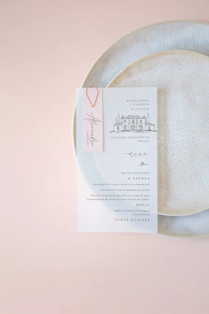 Menu con segnaposto Vellum