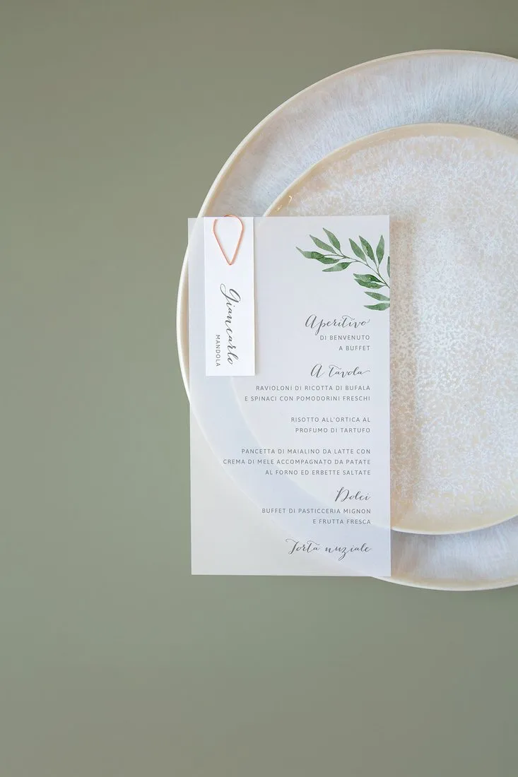 Menu con segnaposto Vellum