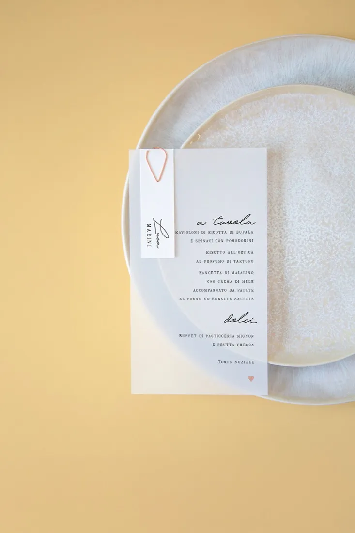 Menu con segnaposto Vellum