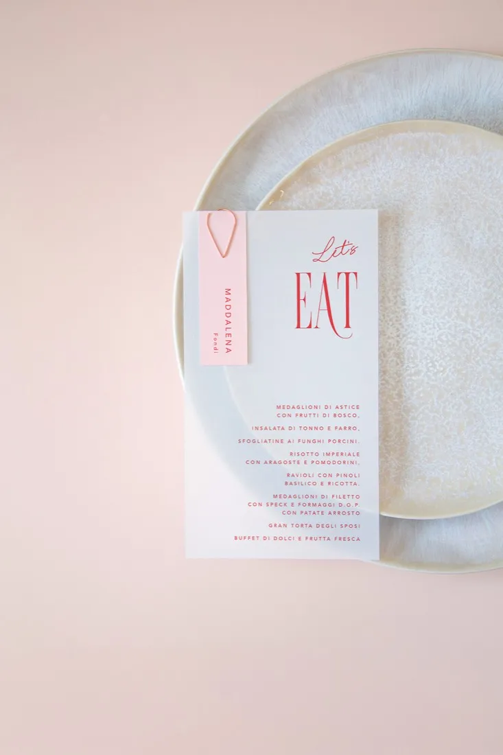 Menu con segnaposto Vellum