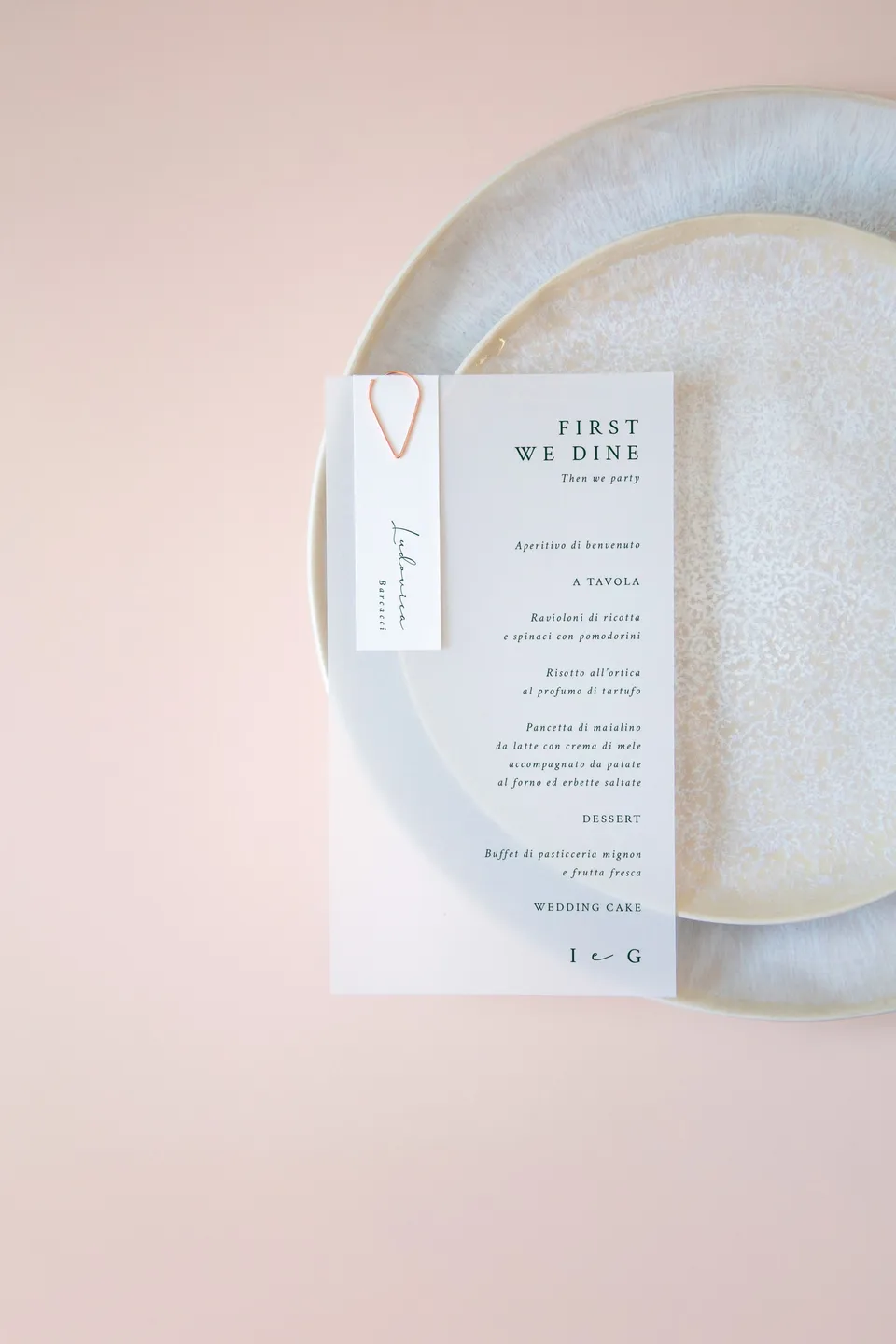 Menu con segnaposto Vellum