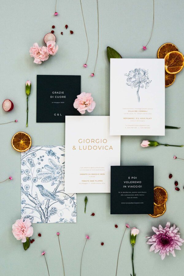 partecipazione di matrimonio lilibet blu